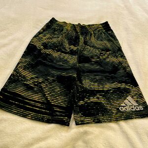 Adidas Athletic Shorts Boy’s Size 18 Black/Yellow/Green